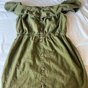 Off the shoulder olive dress